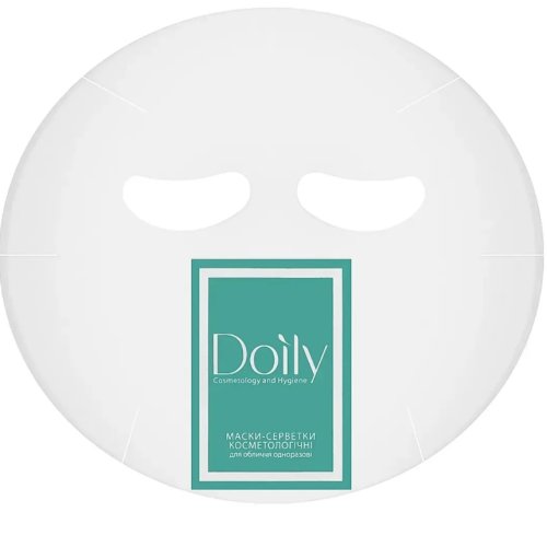 Маска-серветка косметологічна для обличчя Doily® (100 шт/пач) з поліетилену Колір: прозорий