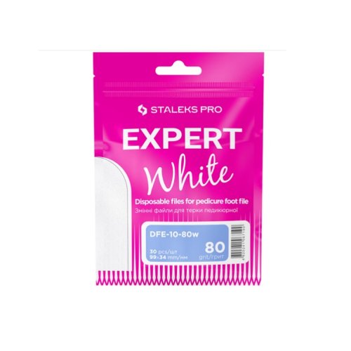 Змінні файли білі для педикюрної терки 80 грит STALEKS PRO EXPERT 10 30 шт