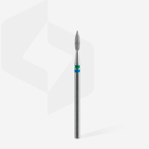Фреза Staleks діамантова DUO полум'я гостре синьо-зелене 2,1мм/8мм