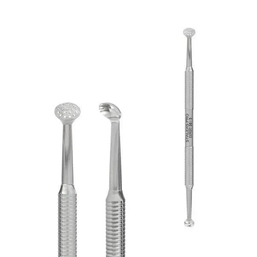 Косметологічна двостороння ложка Staleks Pro Expert 20/2 (Уно та кругла шумівка 19 отворів)