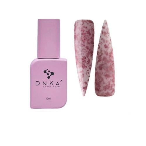 DNKа Cover Base, 12ml, #0010A Lovely Рожевий із шматочками яскраво-рожевої поталлі