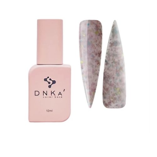 DNKа Cover Base, 12ml, #0011B Beautiful Ніжно-рожевий із шматочками ніжно-рожевої, блакитної та жовтої поталі
