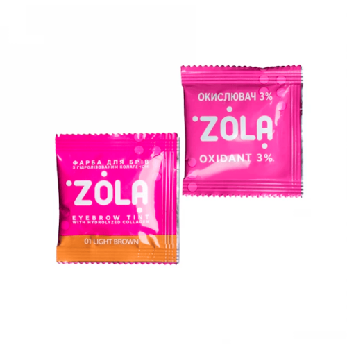 ZOLA Фарба для брів із колагеном в саше з окисником 5ml. 01 Light brown Eyebrow Tint With Collagen 5ml. 01 Light brown in a sachet an oxidizer