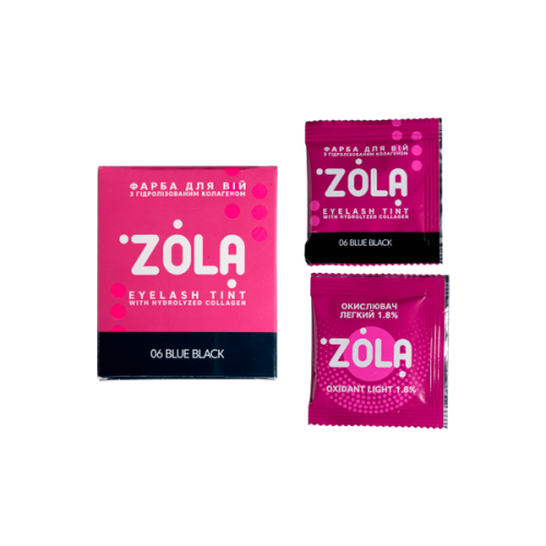 ZOLA Фарба для брів із колагеном в саше з окисником 5ml. 06 blue black Eyebrow Tint With Collagen 5ml. 06 blue black