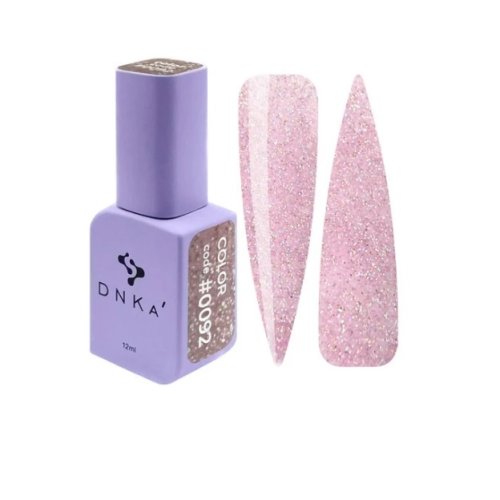 Гель лак DNKa, 12 ml Color #0092 - Напівпрозорий рожевий з кольоровими блискітками