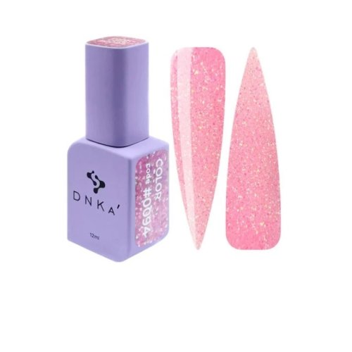 Гель лак DNKa, 12 ml Color #0094 - Напівпрозорий ніжно-рожевий з кольоровими блискітками
