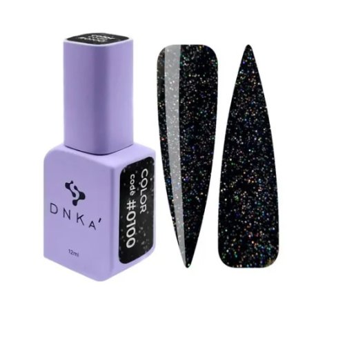 Гель лак DNKa, 12 ml Color #0100 - Чорний з блискітками