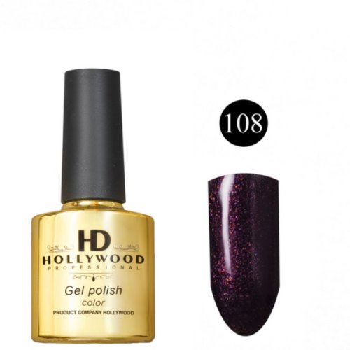 Гель-лак 108 Сливовий Шимер Щільний HD Hollywood 8 ml