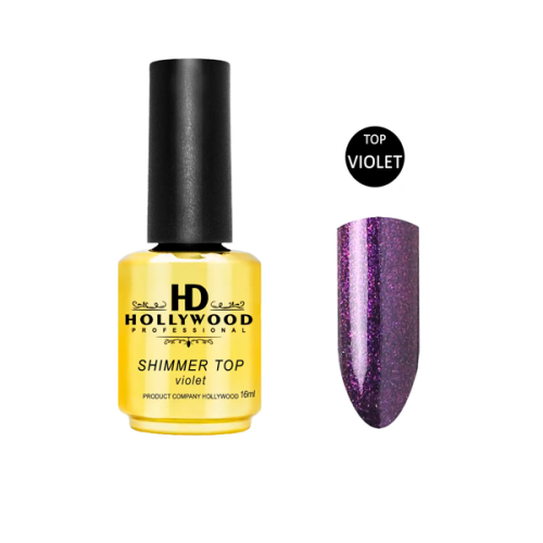 Hollywood SHIMMER TOP no wipe (TOP VIOLET) 16 мл.