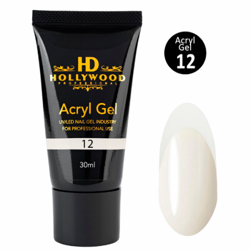 Акрил-гель 12 Полігель Молочний для нарощування нігтів Acrylgel HD Hollywood 30 мл
