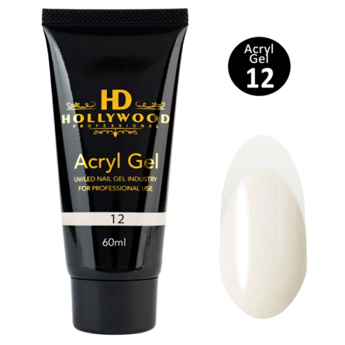 Акрил-гель 12 Полігель молочний для нарощування нігтів Acrylgel HD Hollywood 60 мл