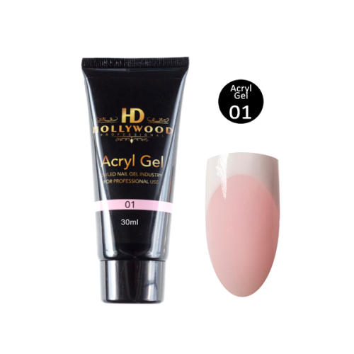 Акрил-гель Hollywood Acryl Gel №01 Акрил-гель Hollywood Acryl Gel №01 (світло-рожевий, з мікроблеском),30 мл.