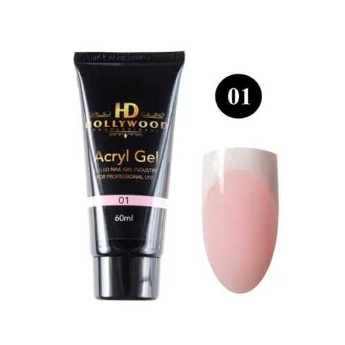 Акрил-гель Hollywood Acryl Gel №01 Акрил-гель Hollywood Acryl Gel №01 (світло-рожевий, з мікроблеском),60 мл.