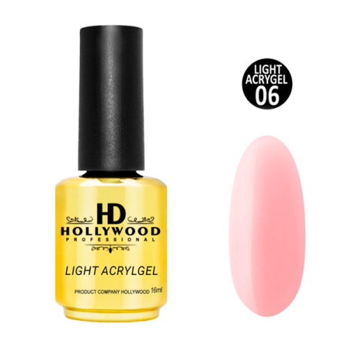 Рідкий акригель Light Acrygel 06 Ніжно-рожевий HD Hollywood Рідкий акригель Light Acrygel 06 Ніжно-рожевий HD Hollywood, 16 мл.
