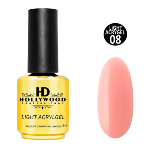 Рідкий акригель Light Acrygel 08 Рожево-бежевий HD Hollywood, 16 мл.