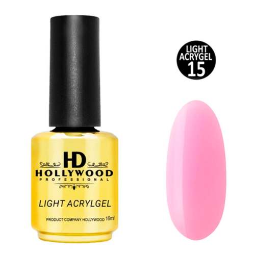 Рідкий акригель Light Acrygel 15 Рожевий HD Hollywood, 16 мл.
