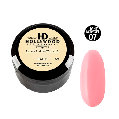 Рідкий акригель Light Acrygel 07 Рожевий нюд HD Hollywood, 30 мл.