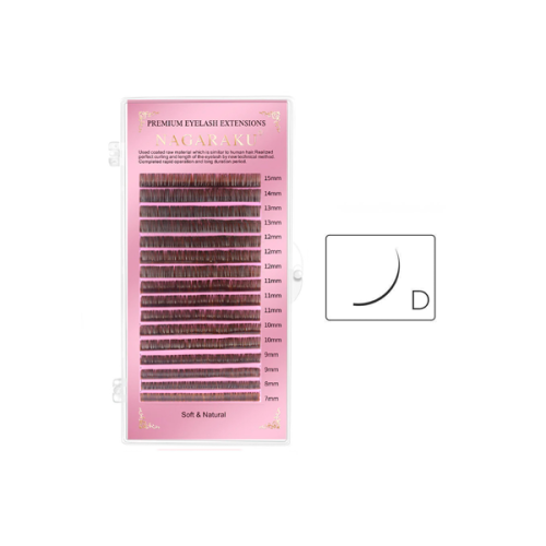 Вії Nagaraku коричневі, вигин D MIX 0.10 (7-15 мм)