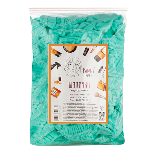 P.Mlada Шапка на подвійній резинці 100 шт. (м'ятна)