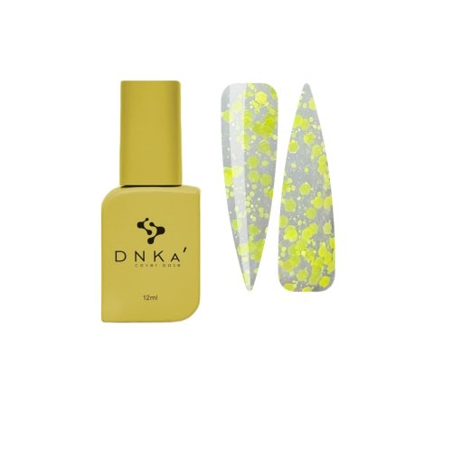 Top Sorbet DNKa, 12 ml, прозорий, без липкого шару з неоново жовтими пластівцями, 12 мл