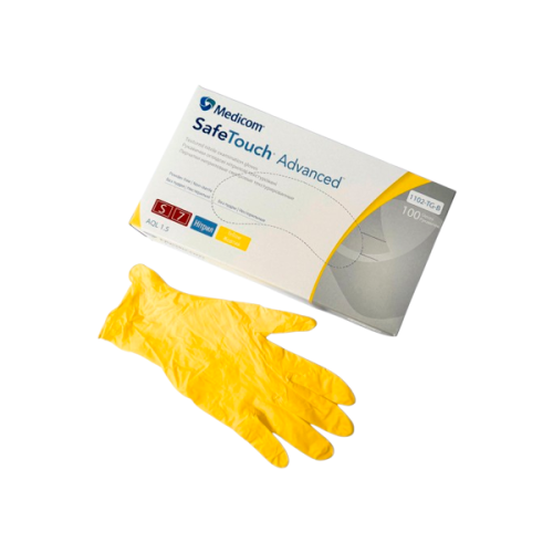 Рукавички нітрилові жовті 3,8г, розмір S, без тальку Medicom 1102TG Рукавички нітрилові жовті 3,8г, розмір S, без тальку Medicom 1102TG, 100 шт. уп.